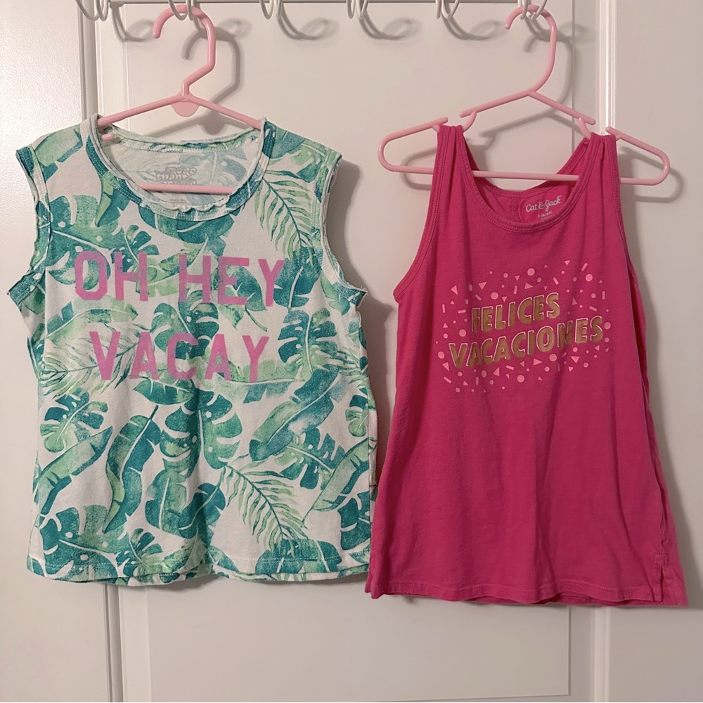 LOT OF 2 Girls Tropical Vacation Tanks